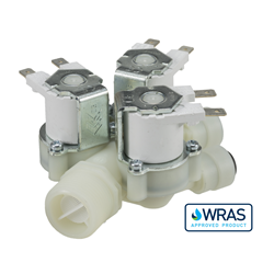Single Inlet Triple Outlet water solenoid valve - 3/4" BSP male inlet, three 10-mm push-fit outlets 240V